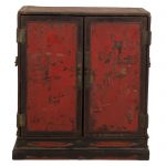 Buddha chest, China, Shanxi, antic, oriental, red lacquer, painting, late Ming, 18 century, wood, furniture