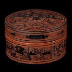 Snack box, antique, Burma, Myanmar, incised lacquer on bamboo, early 20 century, lacquer box, antique