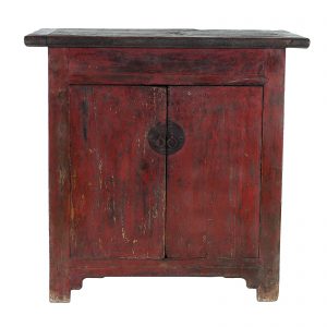 Small cabinet, antique, China, Shanxi province, 19 century, red lacquer on elm wood, oriental furniture