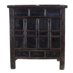 Small cabinet, antique, China, Shanxi province,buffet, 18 century, black lacquer on elm wood, oriental furniture